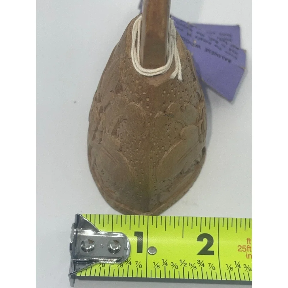 Wooden Indonesian Bali Flower Hand Carved Bell 5